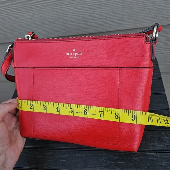 Kate Spade Run Around Crossbody Bag Heirloom Red Top Zip Classic Leather Purse - Picture 10 of 16